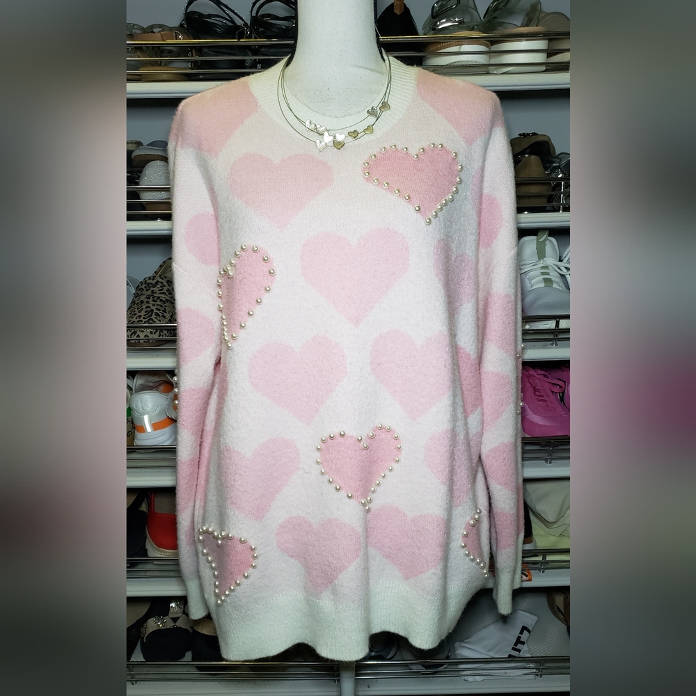 Long Sleeve Sweetheart and Pearl Sweater